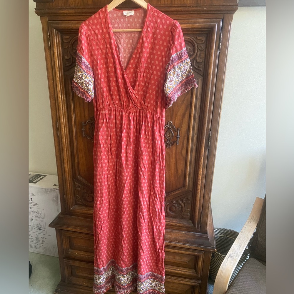 Orange Creek red Flutter Sleeve Maxi Dress
